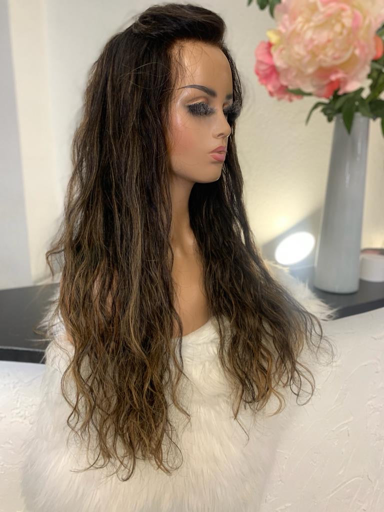 Carole - illusion integral + lace top / 24 inch / 180 % Volume / indian hair xs