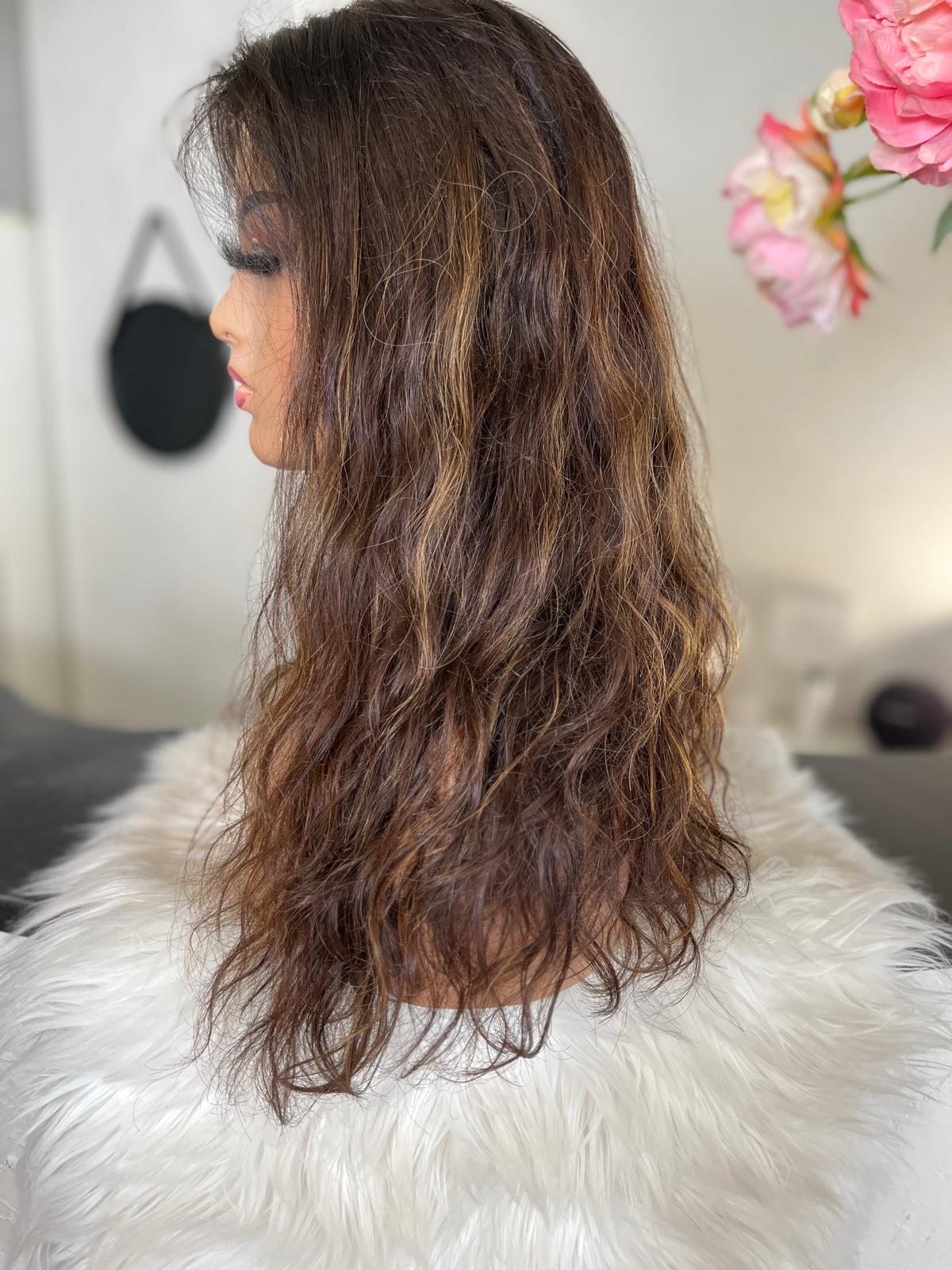 Juliette - illusion integral + lace top / 18 inch / 150 % Volume / mongolian hair / s / wavy