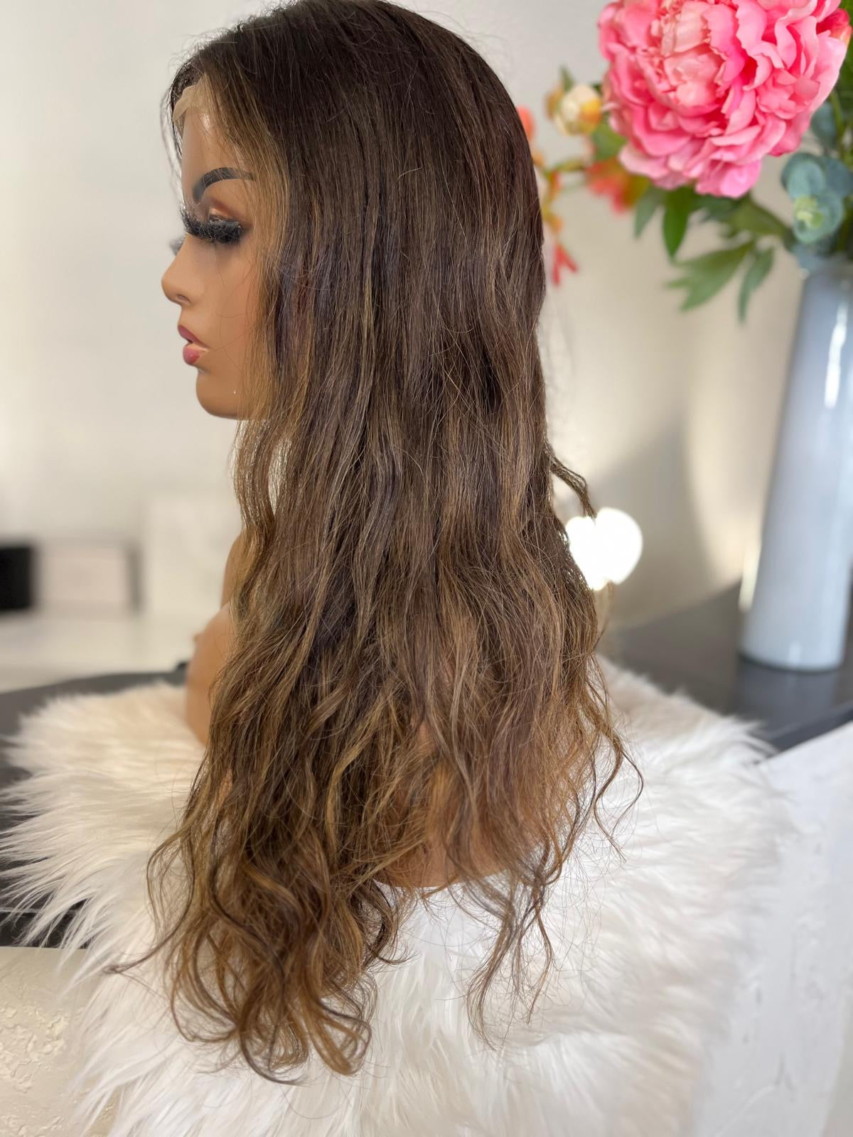 Maria - illusion integral + lace top / 22 inch / 150 % Volume / mongolian hair / s / wavy