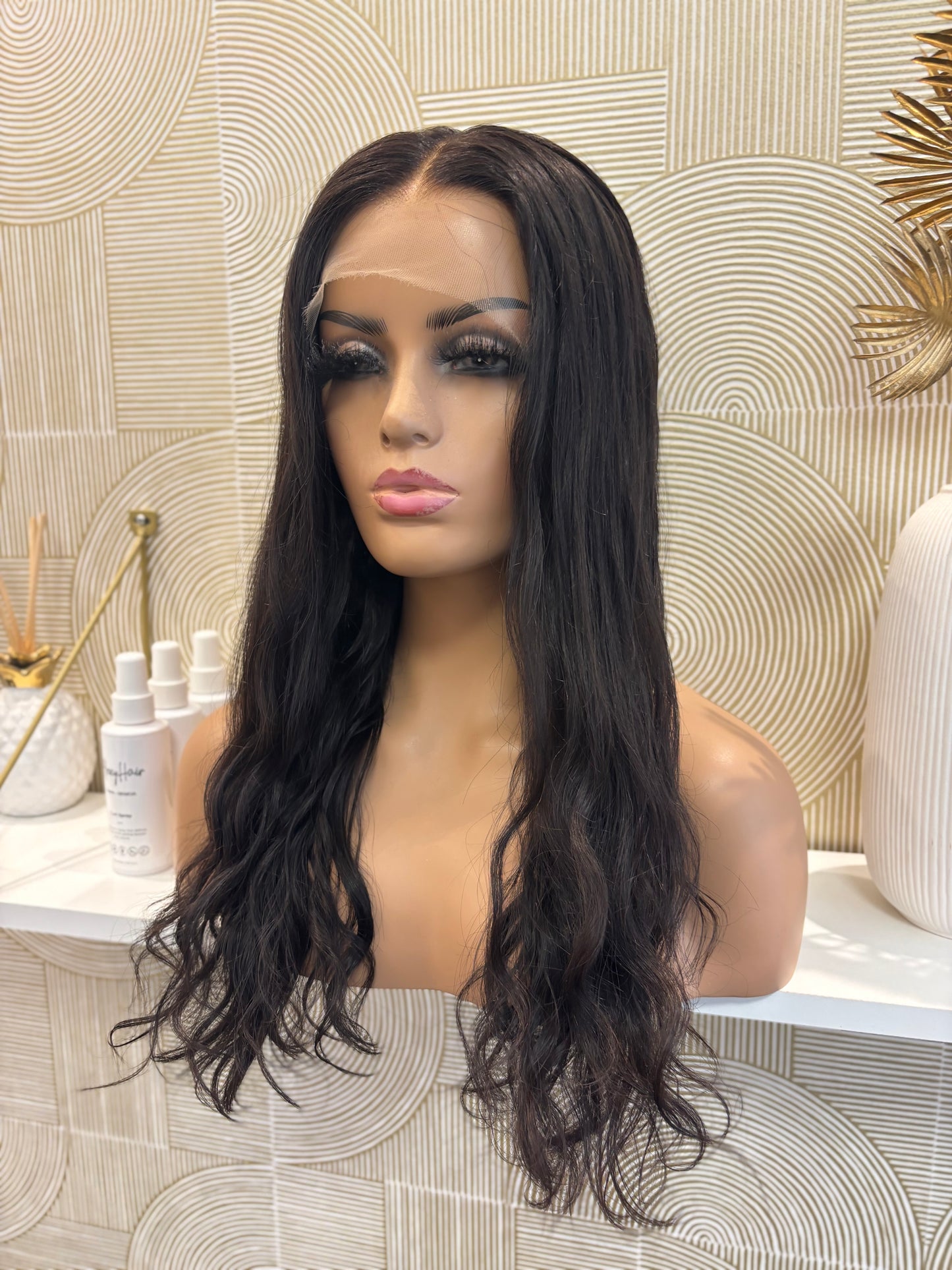 Solene - illusion integral + lace top / 22 inch / 150 % Volume / mongolian hair / s / wavy