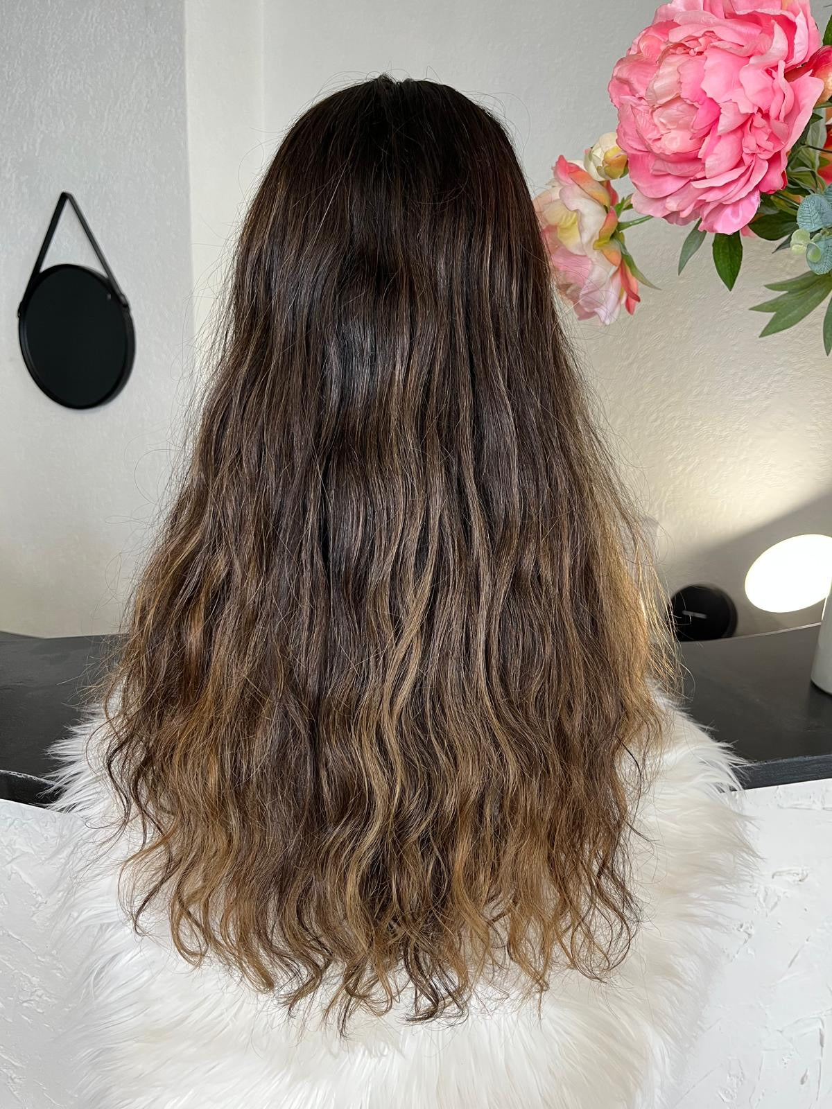 Maria - illusion integral + lace top / 22 inch / 150 % Volume / mongolian hair / s / wavy