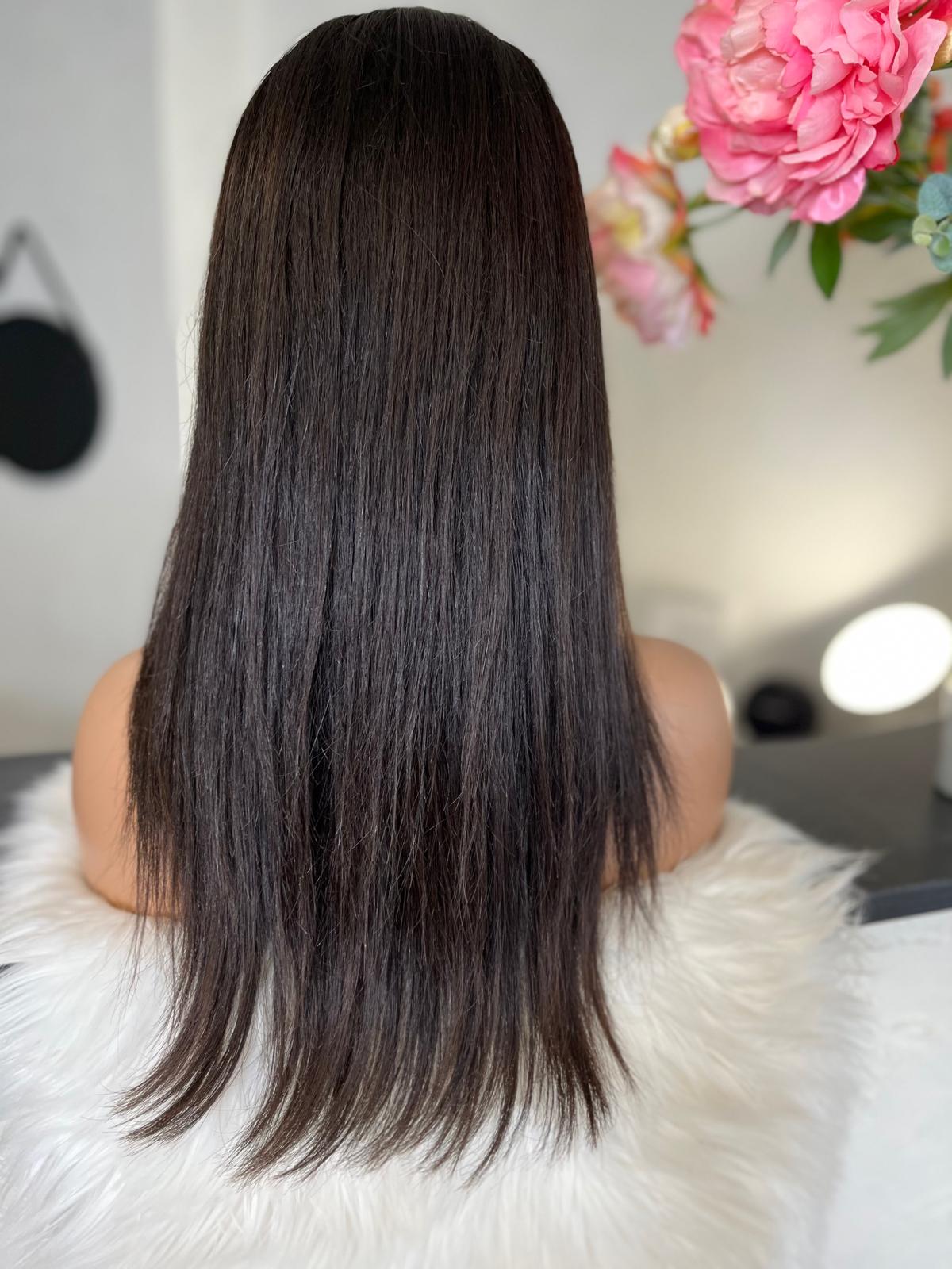 Stella - illusion integral + lace top / 18 inch / 150 % Volume / European hair / small