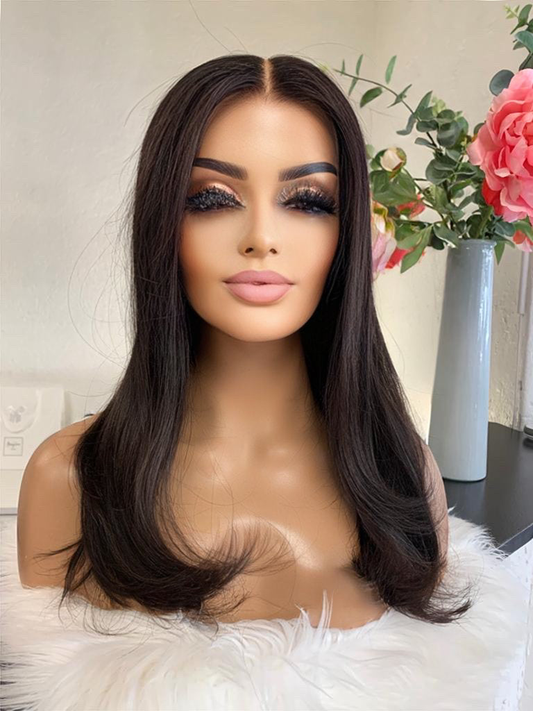 Falbala - illusion integral + lace top / 20 inch / 130 % Volume / European hair / xs-s