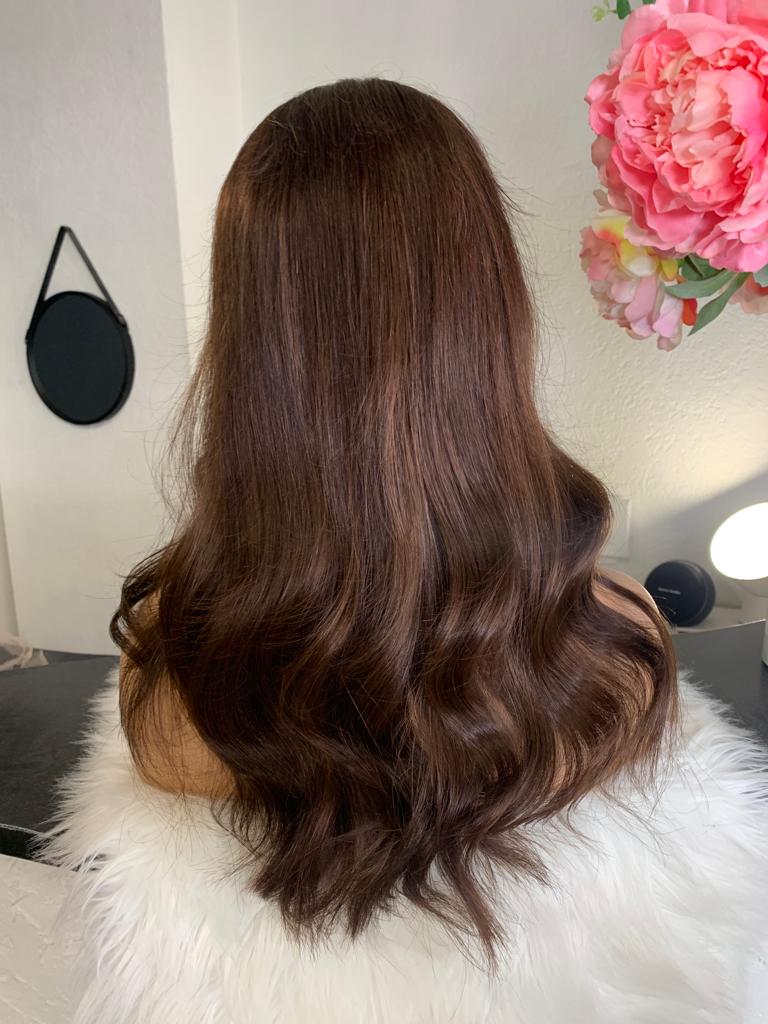 Trudy - illusion integral + lace top / 20 inch / 130 % Volume / European hair / xs-s