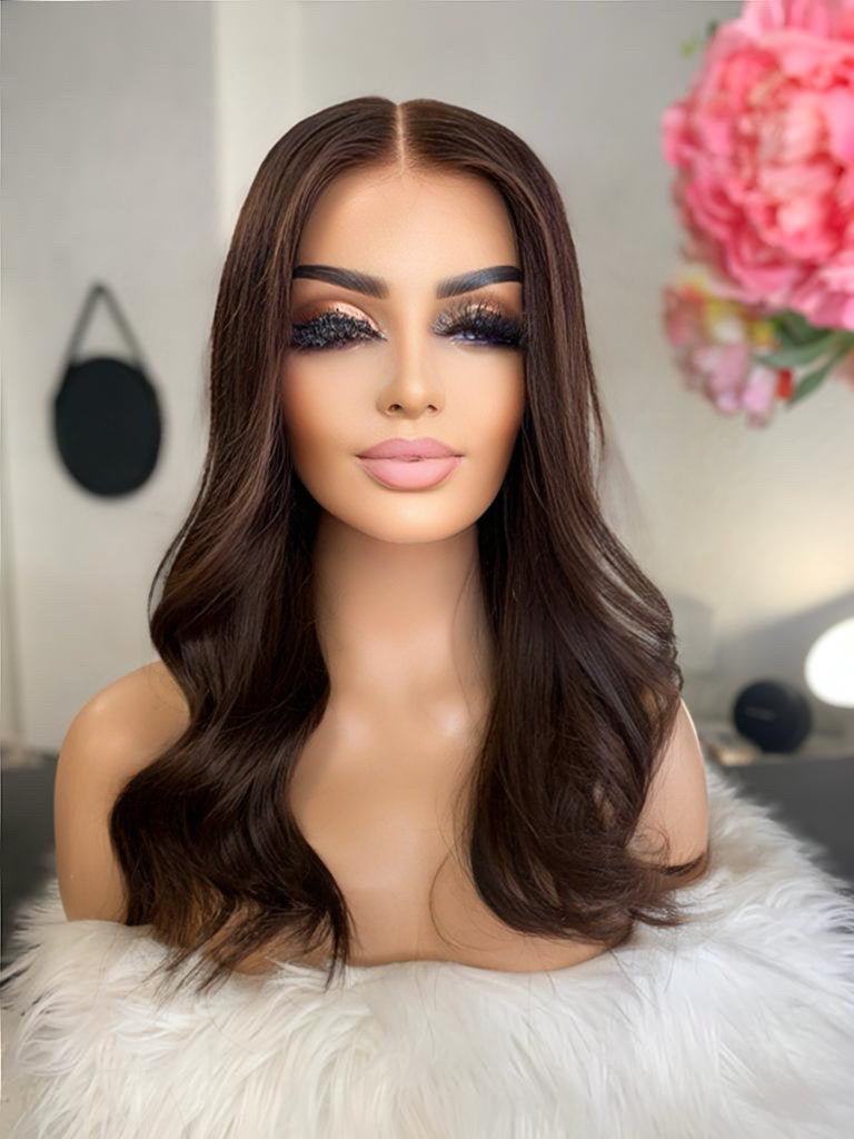 Trudy - illusion integral + lace top / 20 inch / 130 % Volume / European hair / xs-s