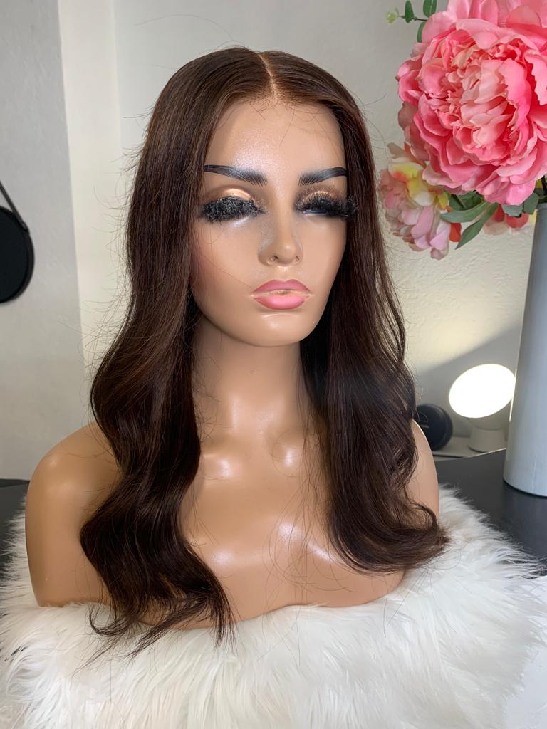 Trudy - illusion integral + lace top / 20 inch / 130 % Volume / European hair / xs-s