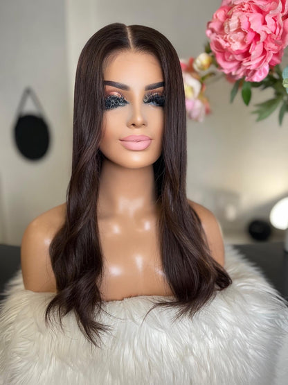 Georgia- illusion integral + lace top  / 22 inch / 150 % Volume / European hair / small