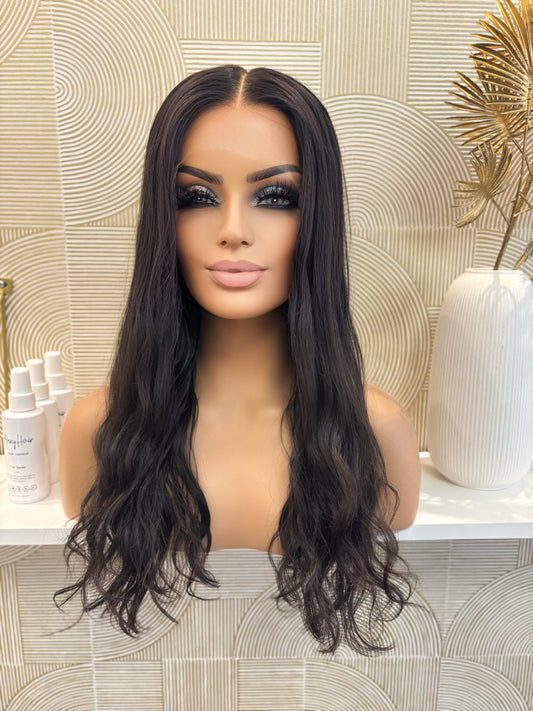 Solene - illusion integral + lace top  / 22 inch / 150 % Volume / mongolian hair / s / wavy