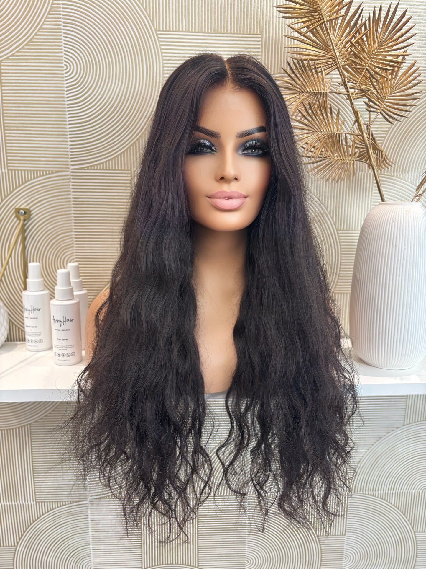 Emmy - integral illusion + lace top / 26 inch / 180 % Volume / European hair / small / natural wavy