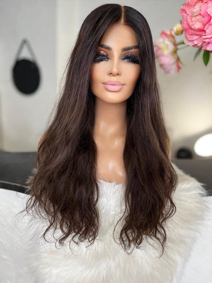 Isa - illusion integral + lace top  / 24 inch / 150 % Volume / mongolian hair / s / wavy