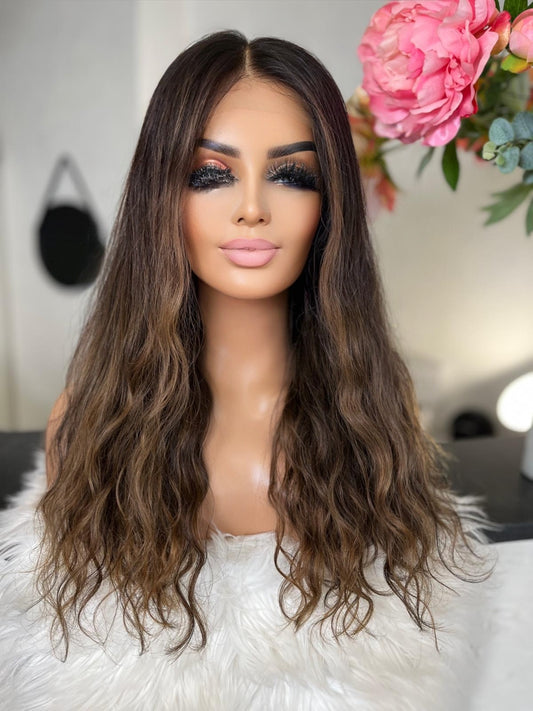 Maria - illusion integral + lace top  / 22 inch / 150 % Volume / mongolian hair / s / wavy