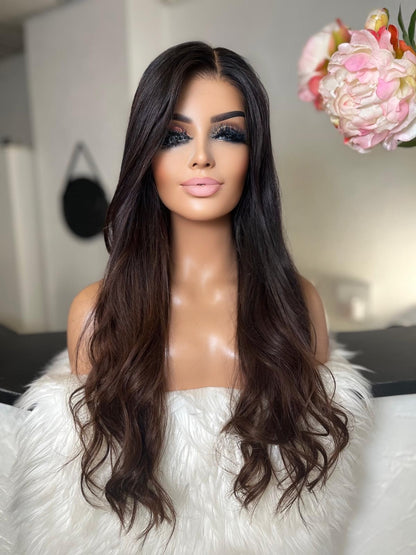 Miranda  - Integral + lace top  / 28 inch / 150 % Volume / mongolian hair / small (Copie 2)