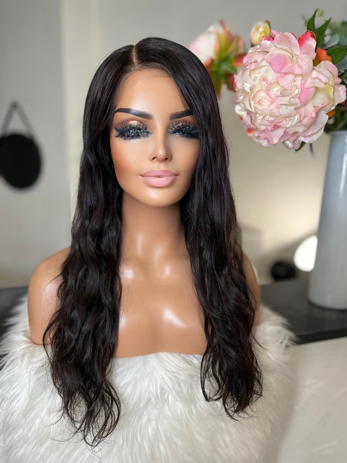 Maria - illusion integral + lace top  / 22 inch / 180 % Volume / Mongolian hair  / small/ straight natural wavy