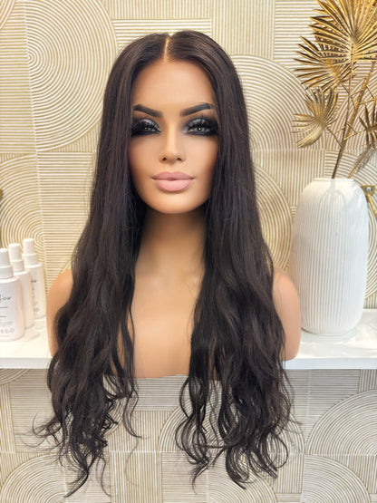 Salma - illusion integral + lace top  / 24 inch / 150 % Volume / mongolian hair / s / wavy