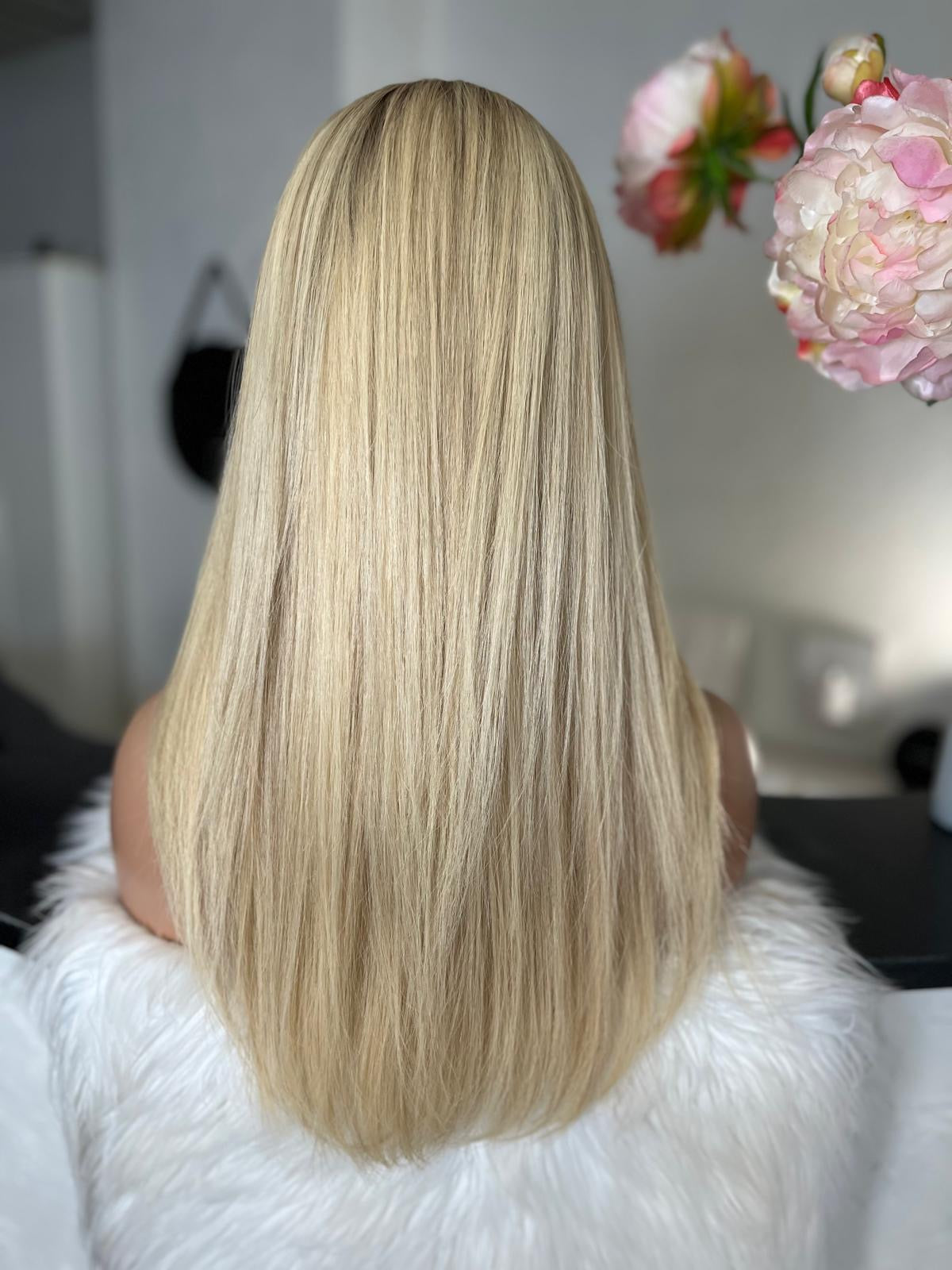 Clara - illusion integral + lace top  / 22 inch / 150 % Volume / European hair / small