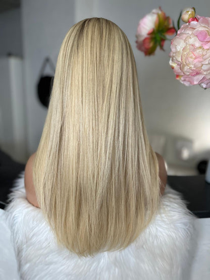 Clara - illusion integral + lace top  / 22 inch / 150 % Volume / European hair / small