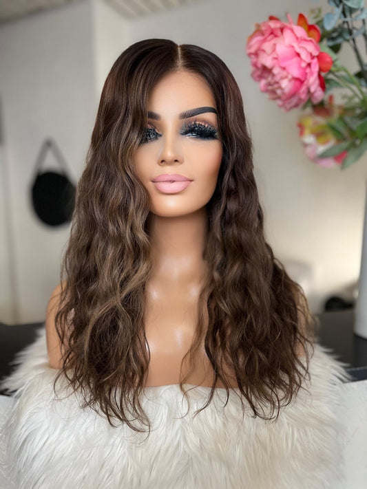 Violetta - Integral + lace top  / 22 inch / 150 % Volume / mongolian hair / small/ natural wavy (Copie)