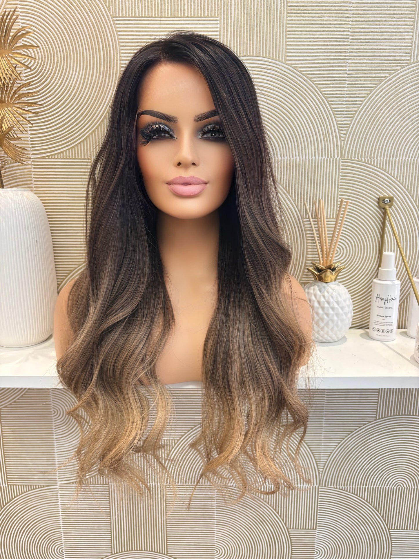 Carla  - integral illusion + lace top / 26 inch / 180% Volume / european hair / small