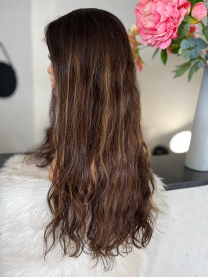 Isa - illusion integral + lace top  / 24 inch / 150 % Volume / mongolian hair / s / wavy